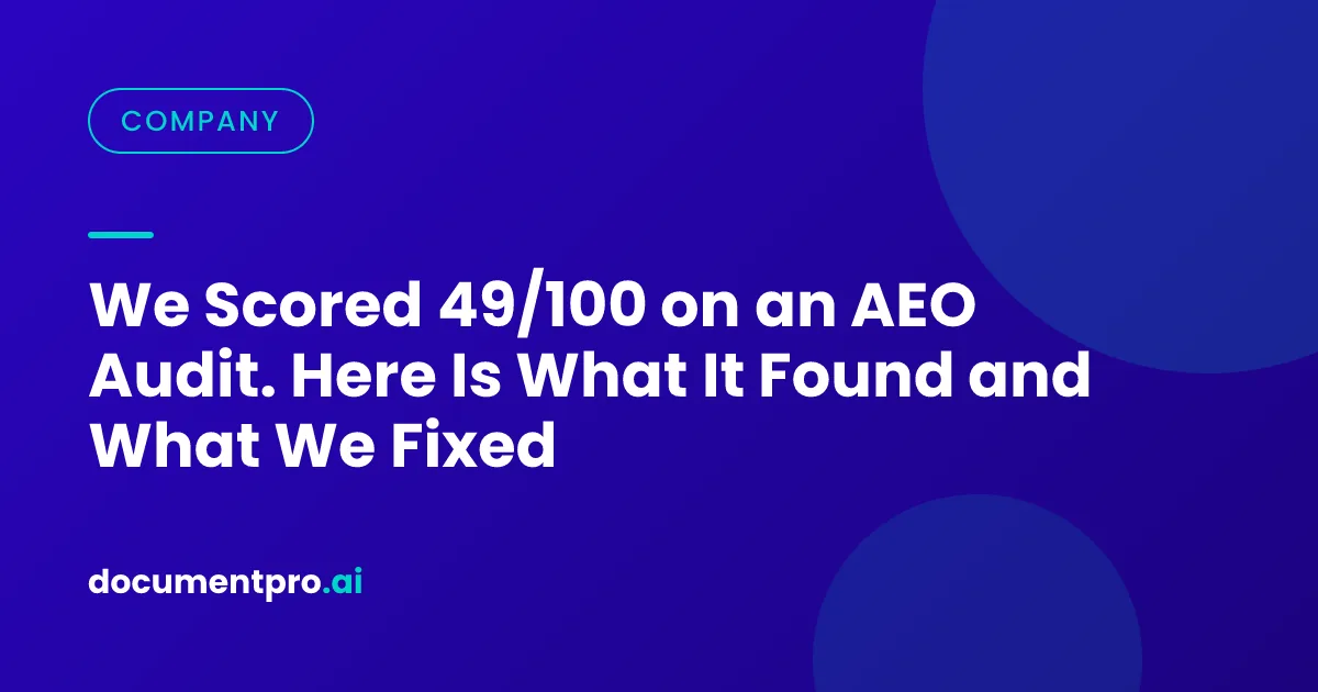 Cover Image for We Scored 49/100 on an AEO Audit. Here Is What It Found and What We Fixed